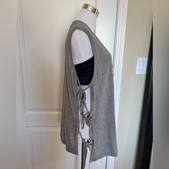 HELMUT LANG Sleeveless Gray Top with open sides w/ties Small (oversized style) - Picture 8 of 10
